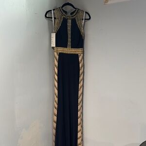 CLEARANCE

Elegant long NAVY and Gold PROM/Evening dress